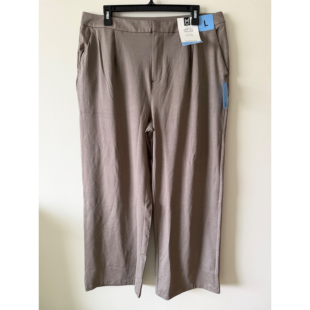 Member's Mark Womens Wide Leg Trouser Pants Taupe Brown Knit Size L NWT